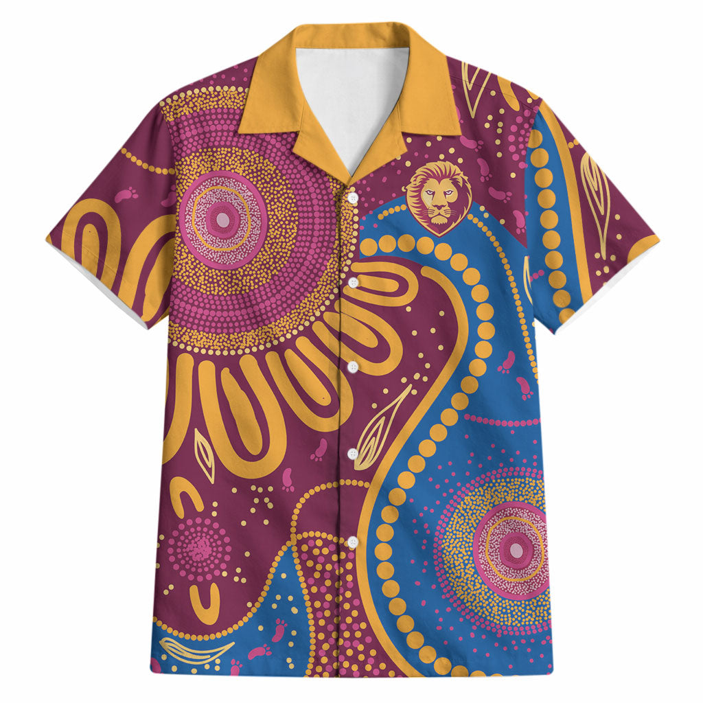 Brisbane Lions Championship Legacy Hawaiian Shirt Six Premiership Years Aboriginal Dot Art