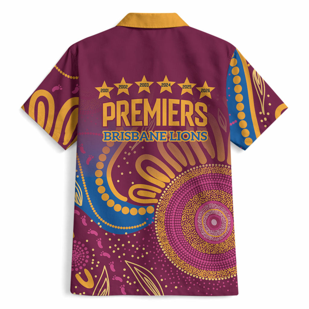 Brisbane Lions Championship Legacy Hawaiian Shirt Six Premiership Years Aboriginal Dot Art