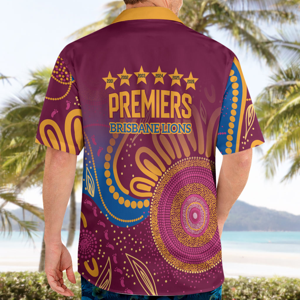 Brisbane Lions Championship Legacy Hawaiian Shirt Six Premiership Years Aboriginal Dot Art