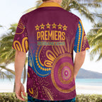 Brisbane Lions Championship Legacy Hawaiian Shirt Six Premiership Years Aboriginal Dot Art