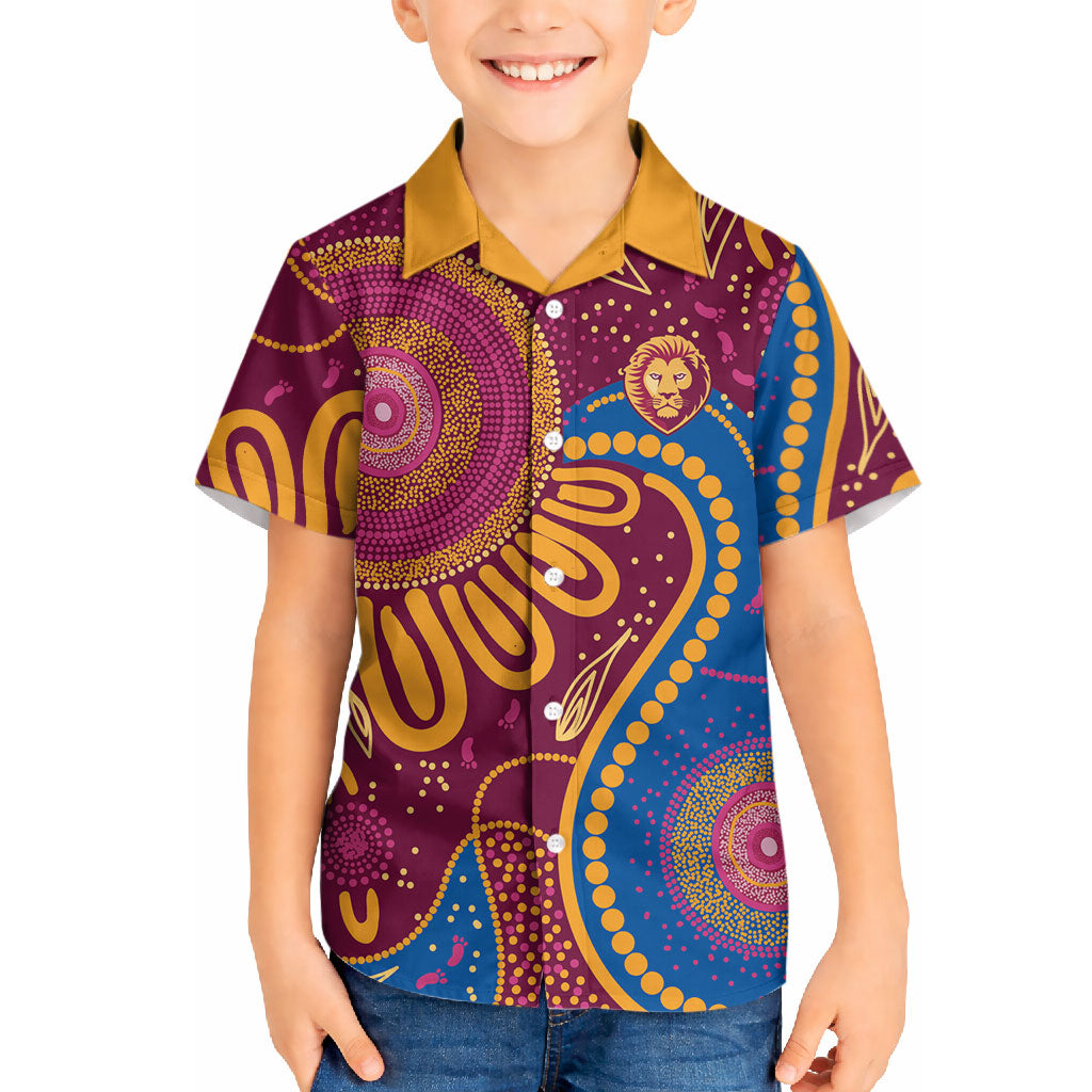 Brisbane Lions Championship Legacy Hawaiian Shirt Six Premiership Years Aboriginal Dot Art