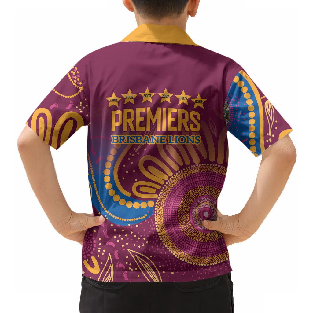 Brisbane Lions Championship Legacy Hawaiian Shirt Six Premiership Years Aboriginal Dot Art