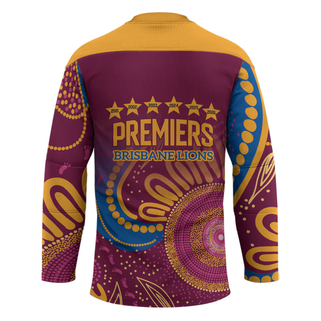 Brisbane Lions Championship Legacy Hockey Jersey Six Premiership Years Aboriginal Dot Art