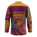 Brisbane Lions Championship Legacy Hockey Jersey Six Premiership Years Aboriginal Dot Art