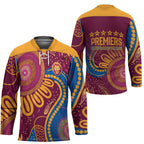 Brisbane Lions Championship Legacy Hockey Jersey Six Premiership Years Aboriginal Dot Art