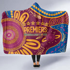 Brisbane Lions Championship Legacy Hooded Blanket Six Premiership Years Aboriginal Dot Art