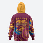 Brisbane Lions Championship Legacy Hoodie Six Premiership Years Aboriginal Dot Art
