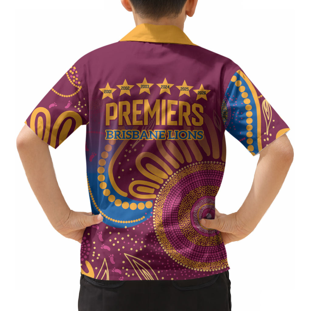 Brisbane Lions Championship Legacy Kid Hawaiian Shirt Six Premiership Years Aboriginal Dot Art
