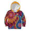 Brisbane Lions Championship Legacy Kid Hoodie Six Premiership Years Aboriginal Dot Art
