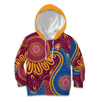 Brisbane Lions Championship Legacy Kid Hoodie Six Premiership Years Aboriginal Dot Art