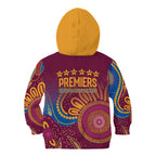 Brisbane Lions Championship Legacy Kid Hoodie Six Premiership Years Aboriginal Dot Art