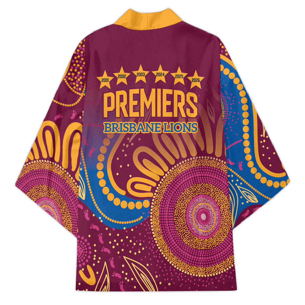 Brisbane Lions Championship Legacy Kimono Six Premiership Years Aboriginal Dot Art