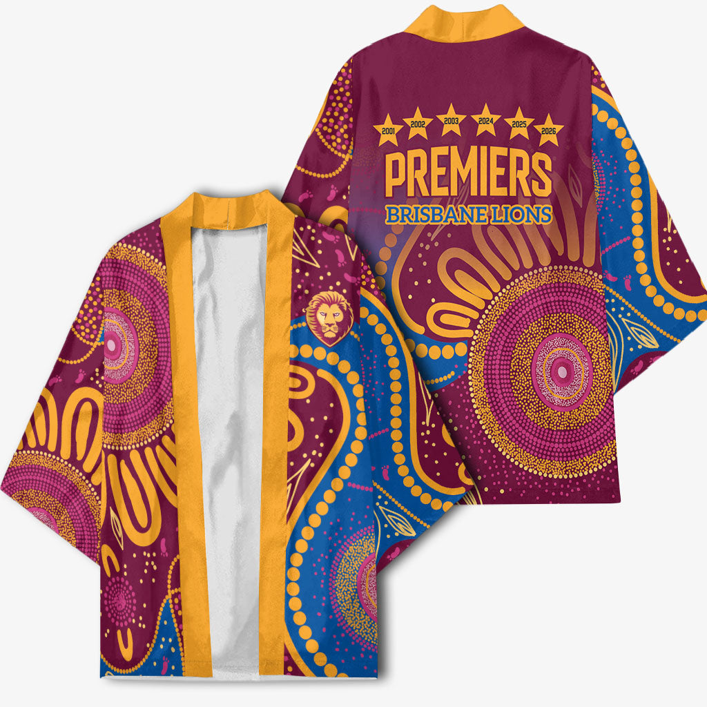 Brisbane Lions Championship Legacy Kimono Six Premiership Years Aboriginal Dot Art