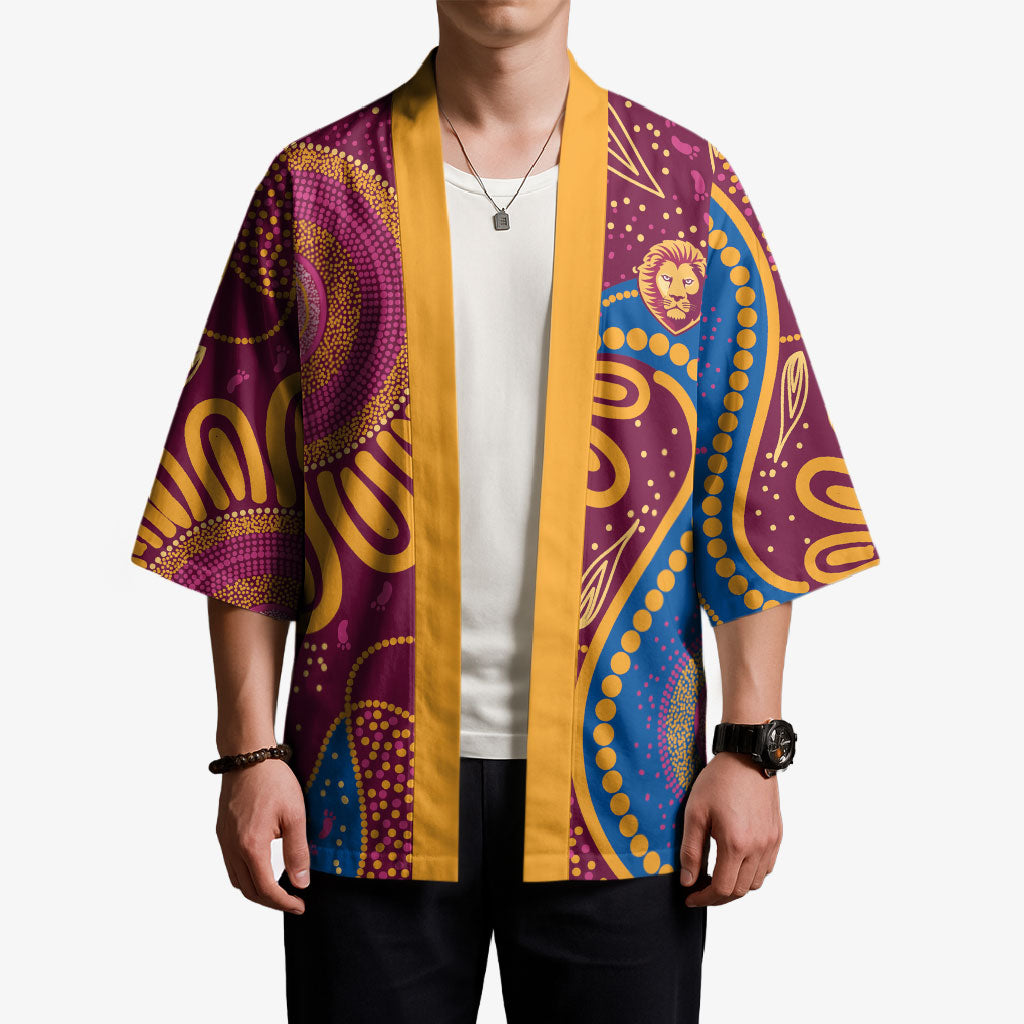 Brisbane Lions Championship Legacy Kimono Six Premiership Years Aboriginal Dot Art