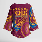 Brisbane Lions Championship Legacy Kimono Sleeve Blouse Six Premiership Years Aboriginal Dot Art