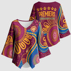 Brisbane Lions Championship Legacy Kimono Sleeve Blouse Six Premiership Years Aboriginal Dot Art