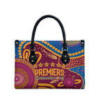 Brisbane Lions Championship Legacy Leather Bag Six Premiership Years Aboriginal Dot Art