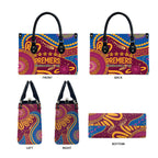 Brisbane Lions Championship Legacy Leather Bag Six Premiership Years Aboriginal Dot Art