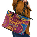 Brisbane Lions Championship Legacy Leather Tote Bag Six Premiership Years Aboriginal Dot Art