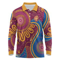Brisbane Lions Championship Legacy Long Sleeve Polo Shirt Six Premiership Years Aboriginal Dot Art