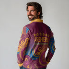 Brisbane Lions Championship Legacy Long Sleeve Polo Shirt Six Premiership Years Aboriginal Dot Art