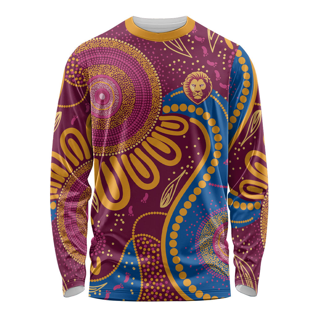 Brisbane Lions Championship Legacy Long Sleeve Shirt Six Premiership Years Aboriginal Dot Art