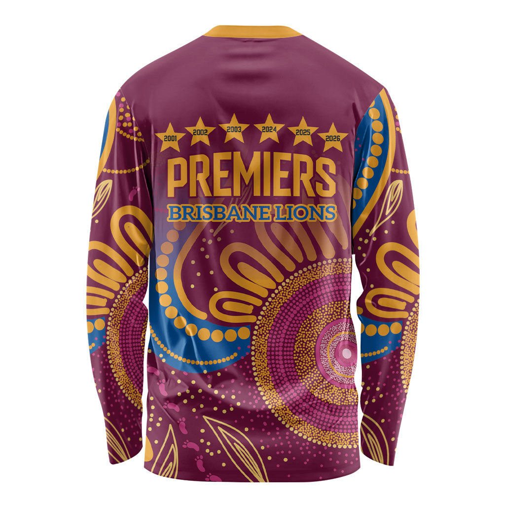 Brisbane Lions Championship Legacy Long Sleeve Shirt Six Premiership Years Aboriginal Dot Art