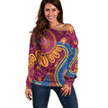 Brisbane Lions Championship Legacy Off Shoulder Sweater Six Premiership Years Aboriginal Dot Art