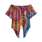 Brisbane Lions Championship Legacy Off Shoulder Wrap Waist Top Six Premiership Years Aboriginal Dot Art
