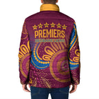 Brisbane Lions Championship Legacy Padded Jacket Six Premiership Years Aboriginal Dot Art