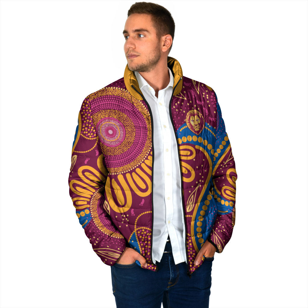 Brisbane Lions Championship Legacy Padded Jacket Six Premiership Years Aboriginal Dot Art