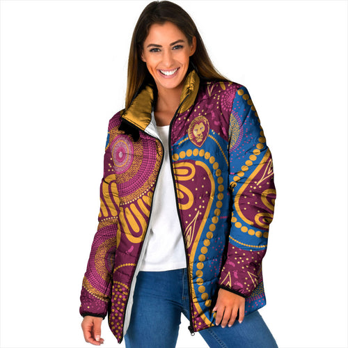 Brisbane Lions Championship Legacy Padded Jacket Six Premiership Years Aboriginal Dot Art