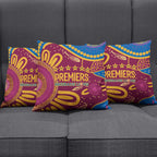 Brisbane Lions Championship Legacy Pillow Cover Six Premiership Years Aboriginal Dot Art