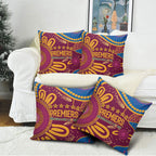 Brisbane Lions Championship Legacy Pillow Cover Six Premiership Years Aboriginal Dot Art