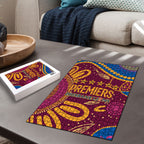 Brisbane Lions Championship Legacy Puzzle Six Premiership Years Aboriginal Dot Art
