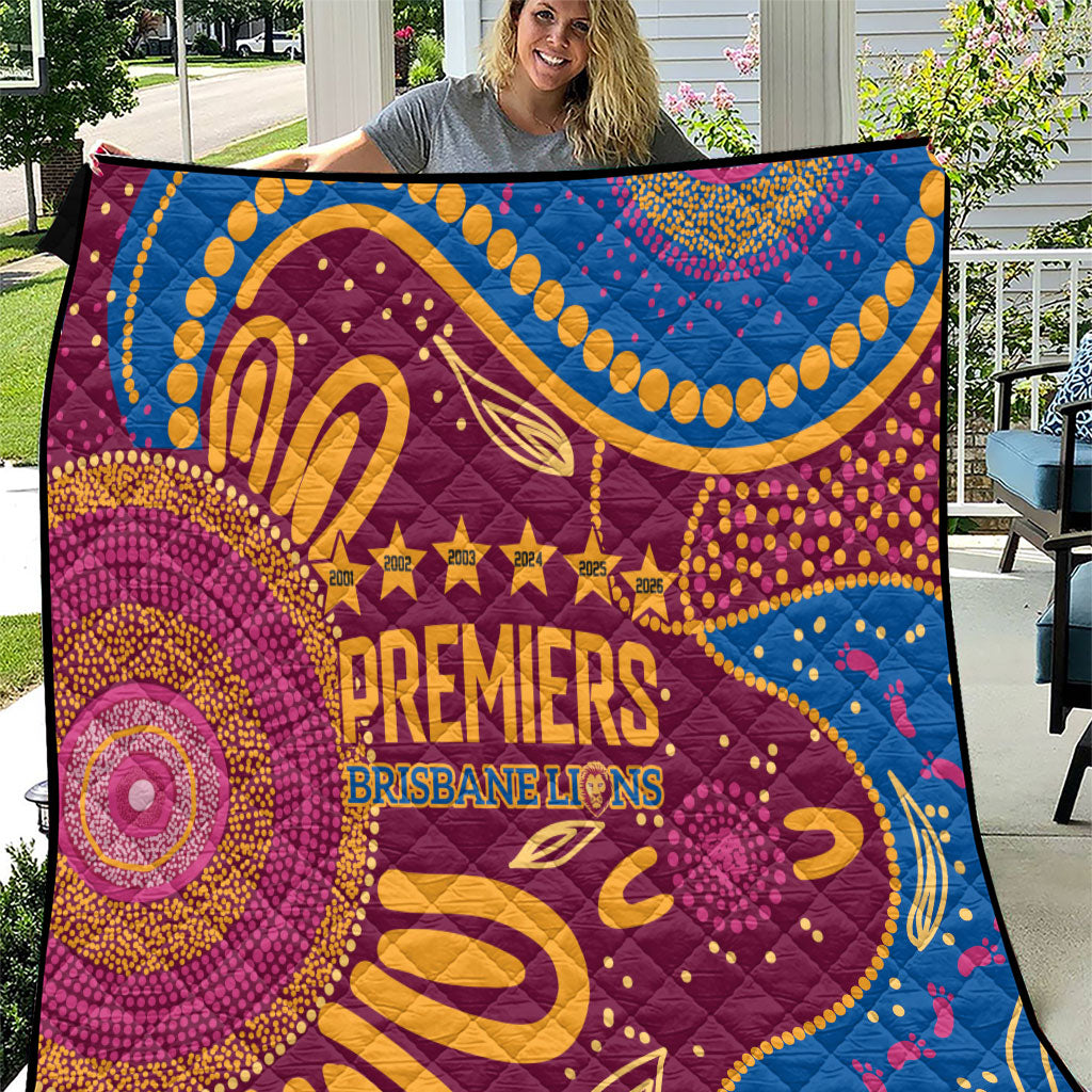 Brisbane Lions Championship Legacy Quilt Six Premiership Years Aboriginal Dot Art