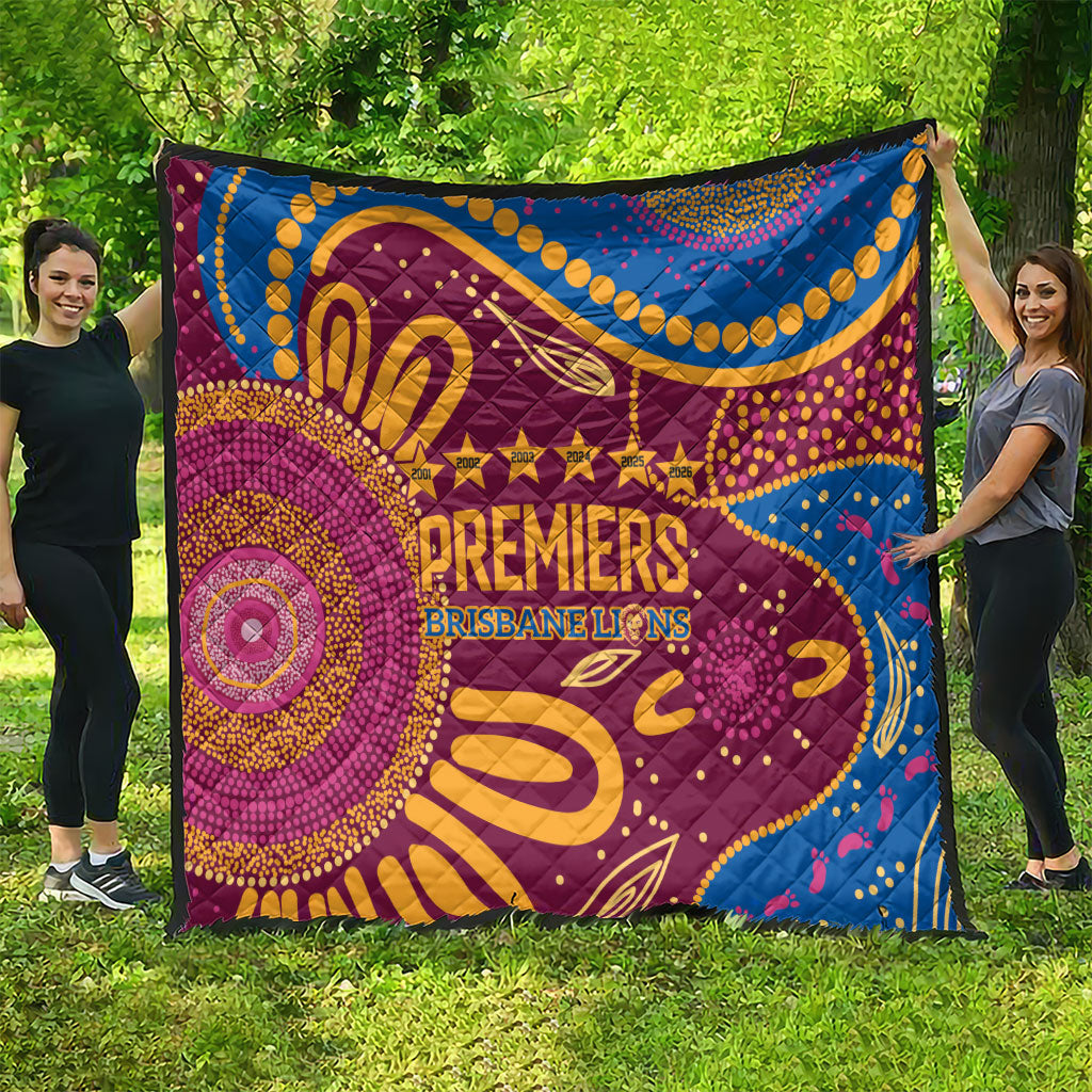 Brisbane Lions Championship Legacy Quilt Six Premiership Years Aboriginal Dot Art