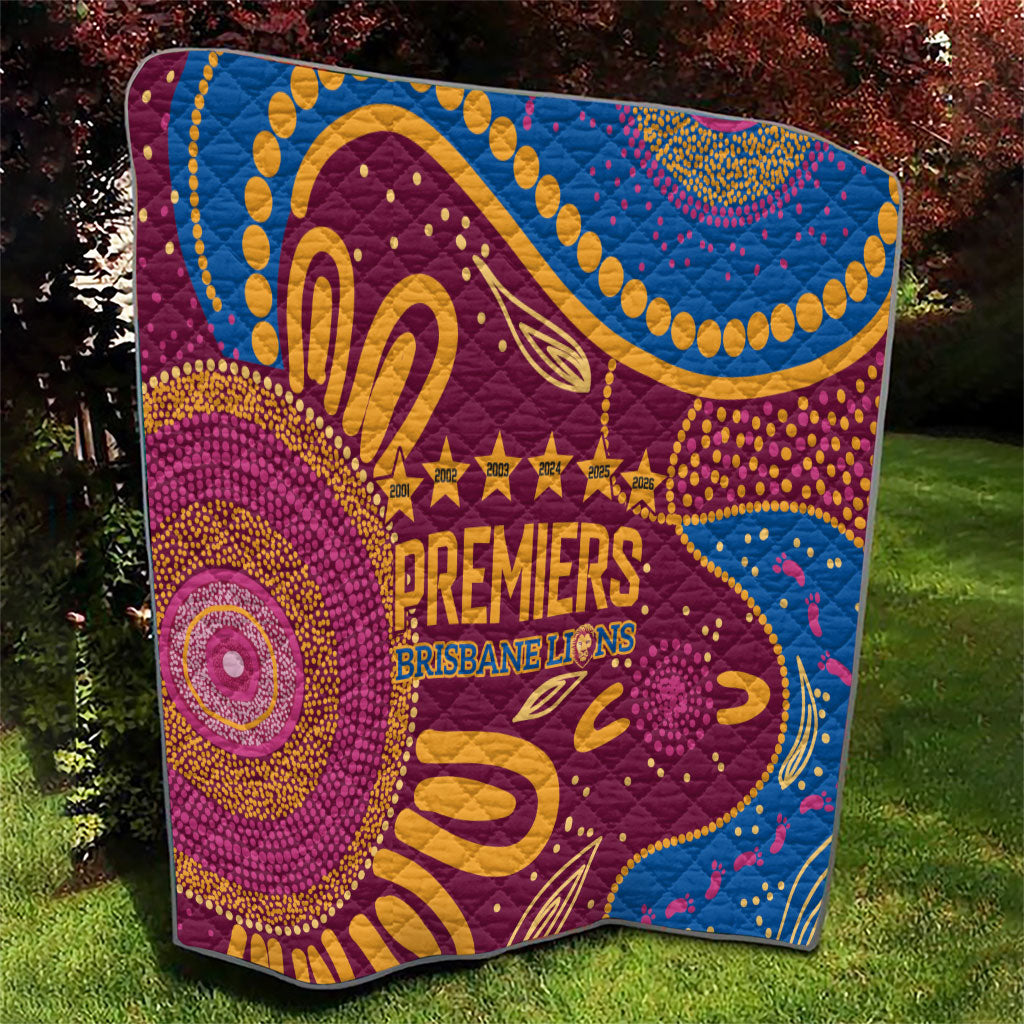 Brisbane Lions Championship Legacy Quilt Six Premiership Years Aboriginal Dot Art