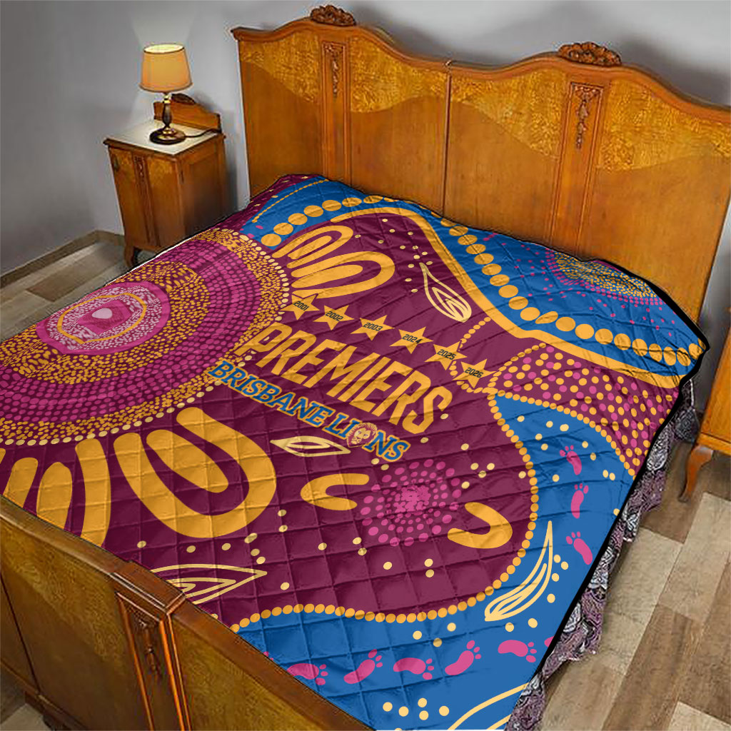 Brisbane Lions Championship Legacy Quilt Six Premiership Years Aboriginal Dot Art