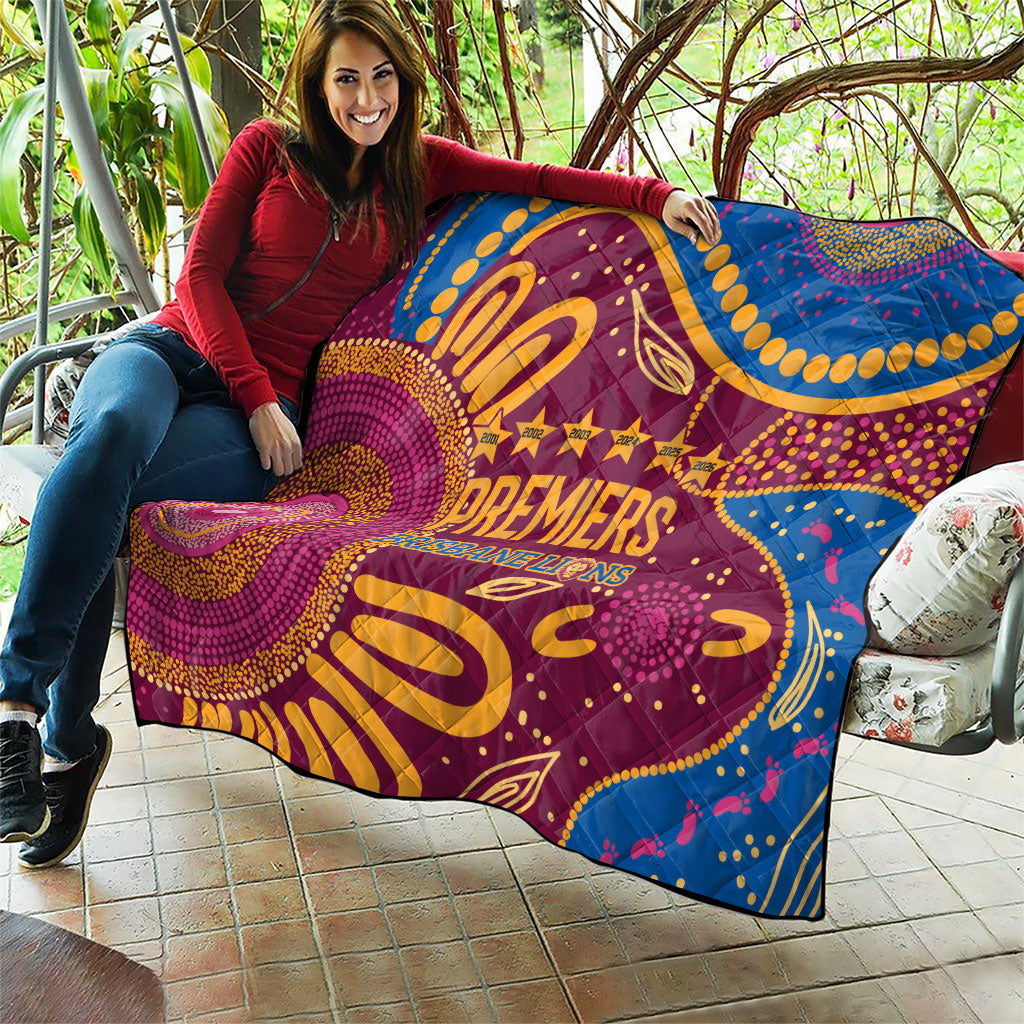 Brisbane Lions Championship Legacy Quilt Six Premiership Years Aboriginal Dot Art