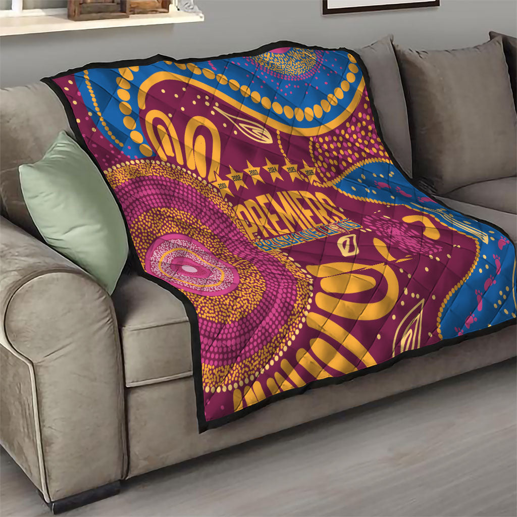 Brisbane Lions Championship Legacy Quilt Six Premiership Years Aboriginal Dot Art