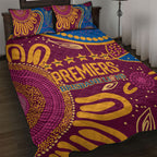 Brisbane Lions Championship Legacy Quilt Bed Set Six Premiership Years Aboriginal Dot Art