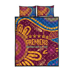 Brisbane Lions Championship Legacy Quilt Bed Set Six Premiership Years Aboriginal Dot Art