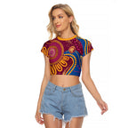 Brisbane Lions Championship Legacy Raglan Cropped T Shirt Six Premiership Years Aboriginal Dot Art