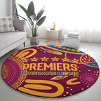 Brisbane Lions Championship Legacy Round Carpet Six Premiership Years Aboriginal Dot Art