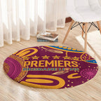 Brisbane Lions Championship Legacy Round Carpet Six Premiership Years Aboriginal Dot Art