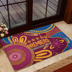Brisbane Lions Championship Legacy Rubber Doormat Six Premiership Years Aboriginal Dot Art