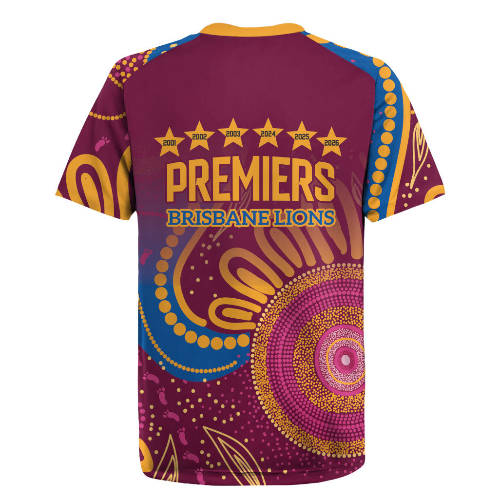 Brisbane Lions Championship Legacy Rugby Jersey Six Premiership Years Aboriginal Dot Art