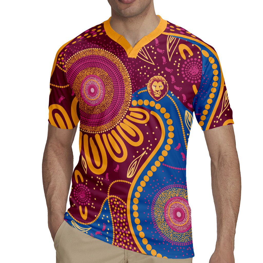 Brisbane Lions Championship Legacy Rugby Jersey Six Premiership Years Aboriginal Dot Art