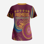 Brisbane Lions Championship Legacy Scrub Top Six Premiership Years Aboriginal Dot Art